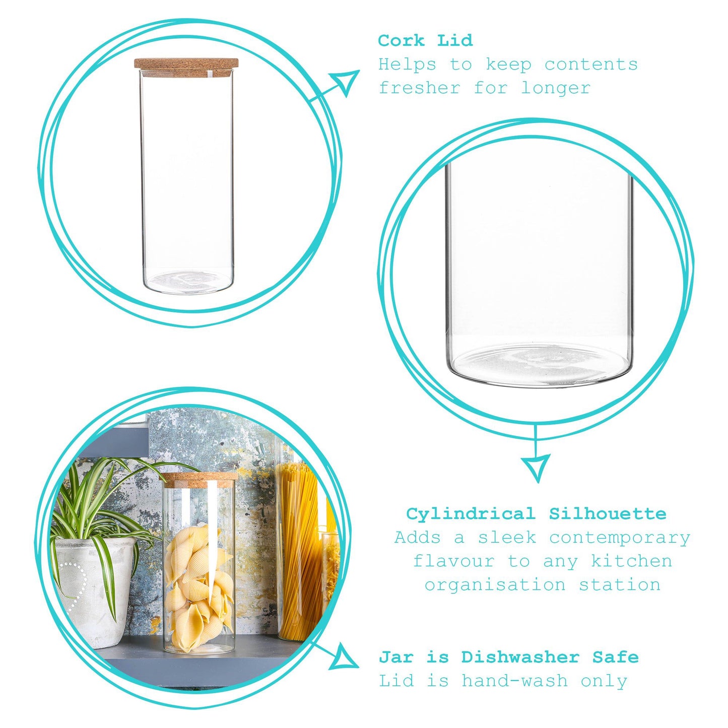 1.5L Scandi Storage Jar with Cork Lid