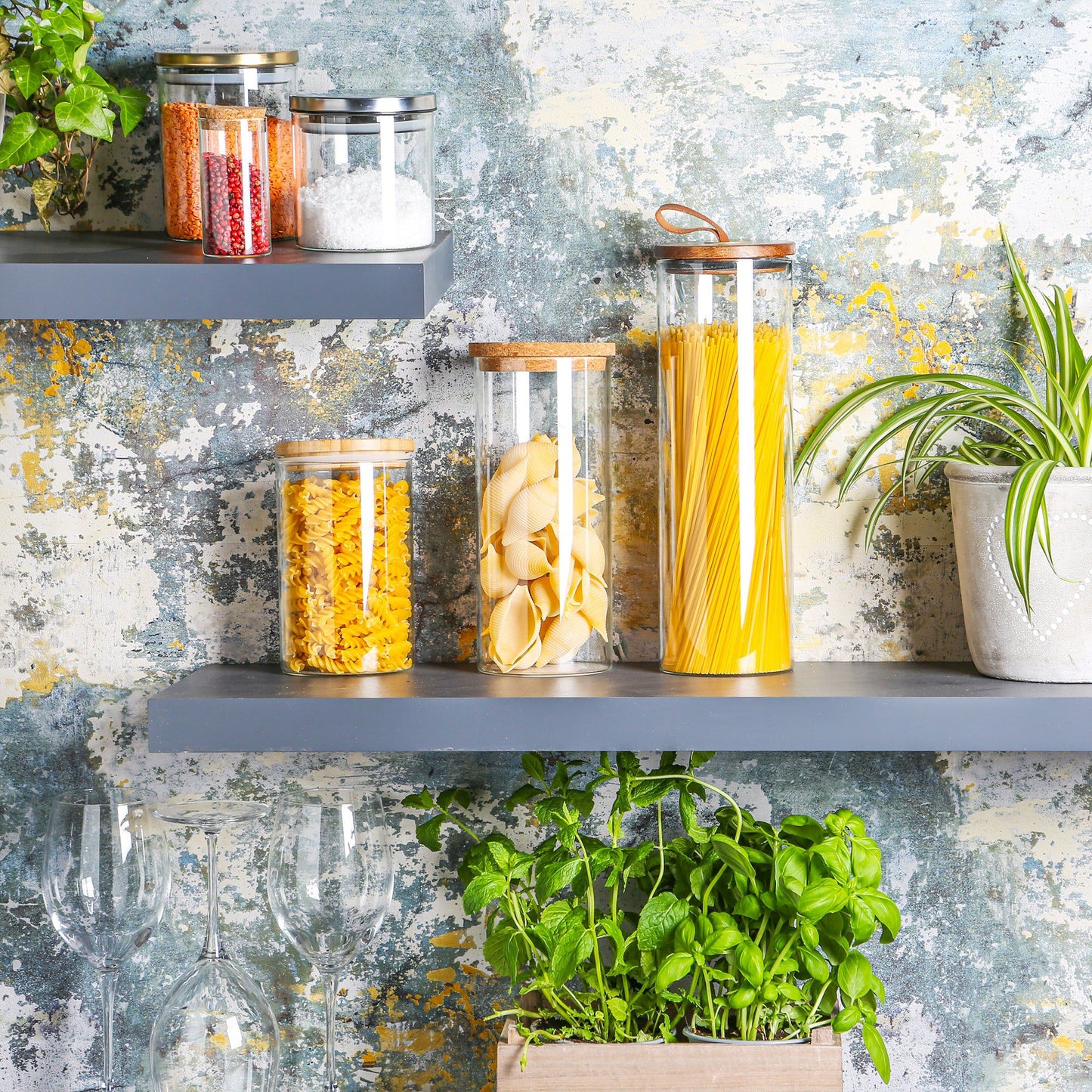 2L Scandi Storage Jar with Leather Loop Lid