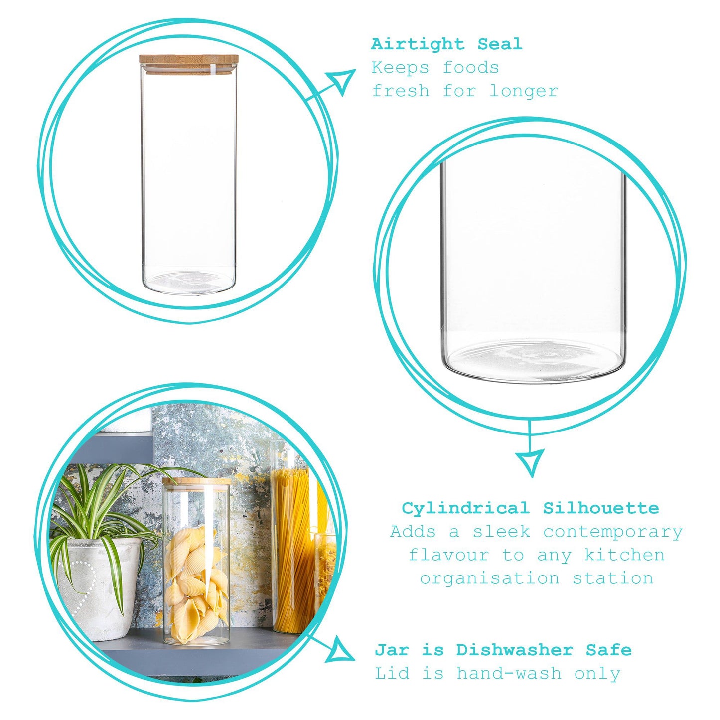 1.5L Scandi Storage Jar with Carved Wooden Lid