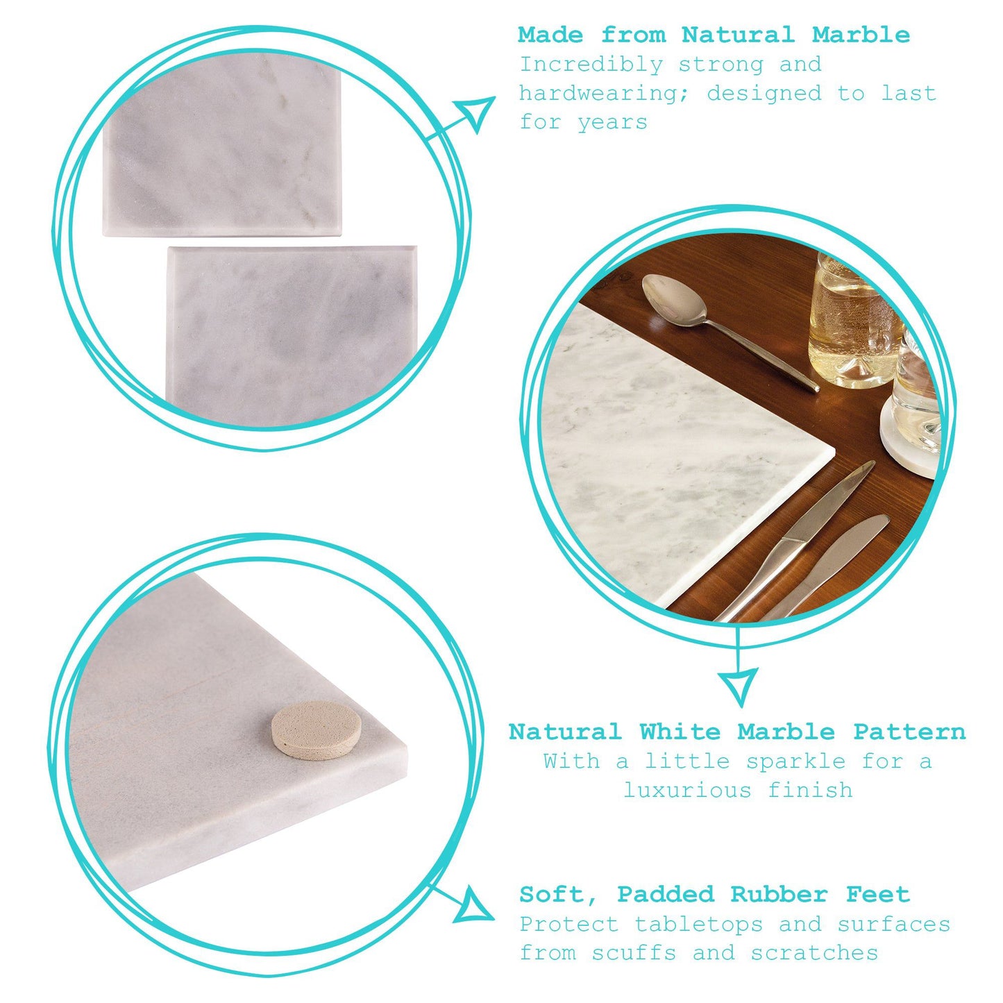 20cm x 30cm White Rectangle Marble Chopping Board