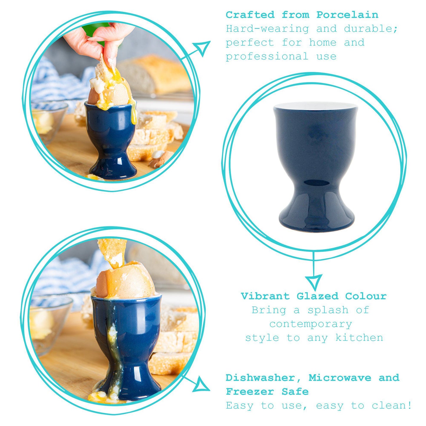 Coloured Stoneware Egg Cups - Pack of Six