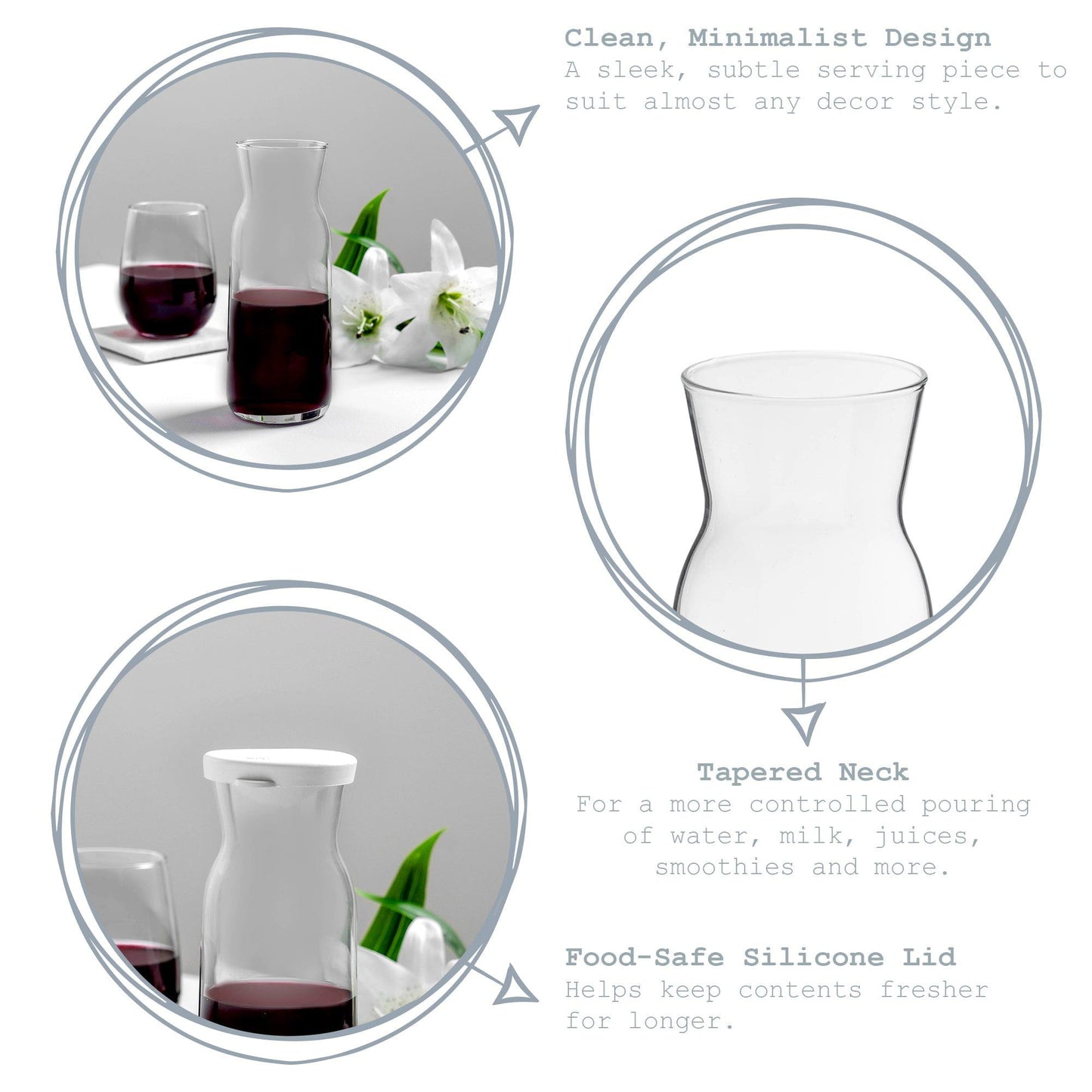 1.2L Brocca Glass Carafe with Silicone Lid