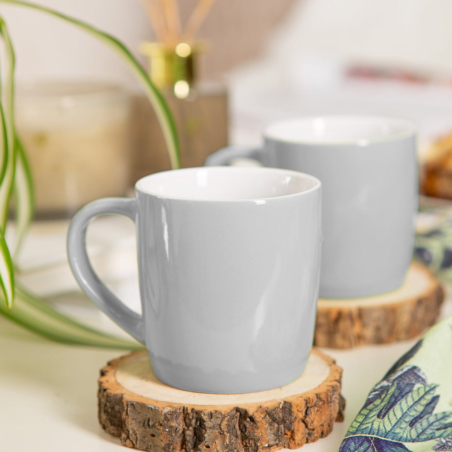 350ml Grey Coloured Coffee Mugs - Pack of Six
