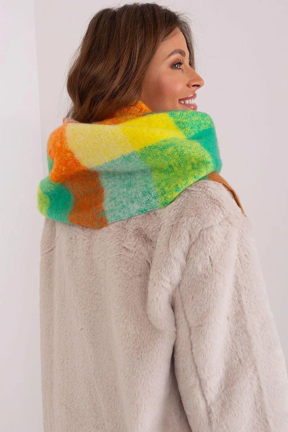 AT long colorful plaid Shawl