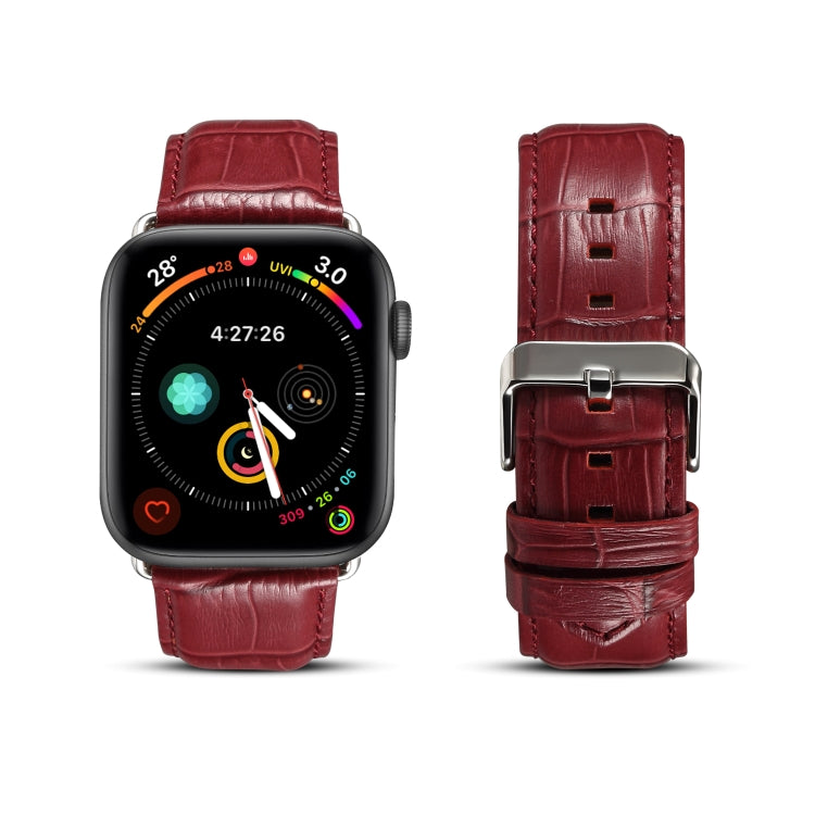 Denior Crocodile Grain Watch Cowhide Leather Watch Band for Apple Watch Ultra 49mm&Watch Ultra 2 49mm / Series 10 46mm / 9&8&7 45mm / SE 3&SE 2&6&SE&5&4 44mm / 3&2&1 42mm