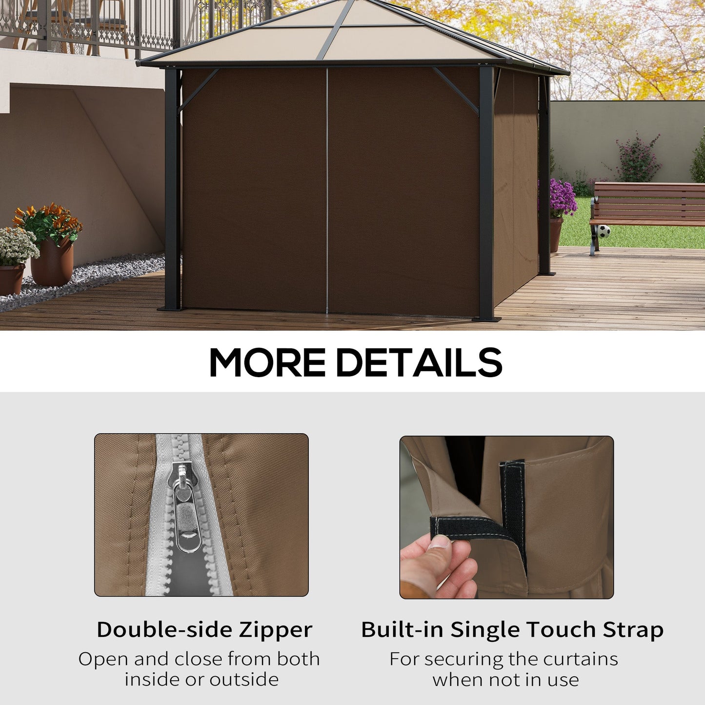 Outsunny 3 x 4(m) Universal Gazebo Replacement Sidewall Set, 4 Panels, Brown