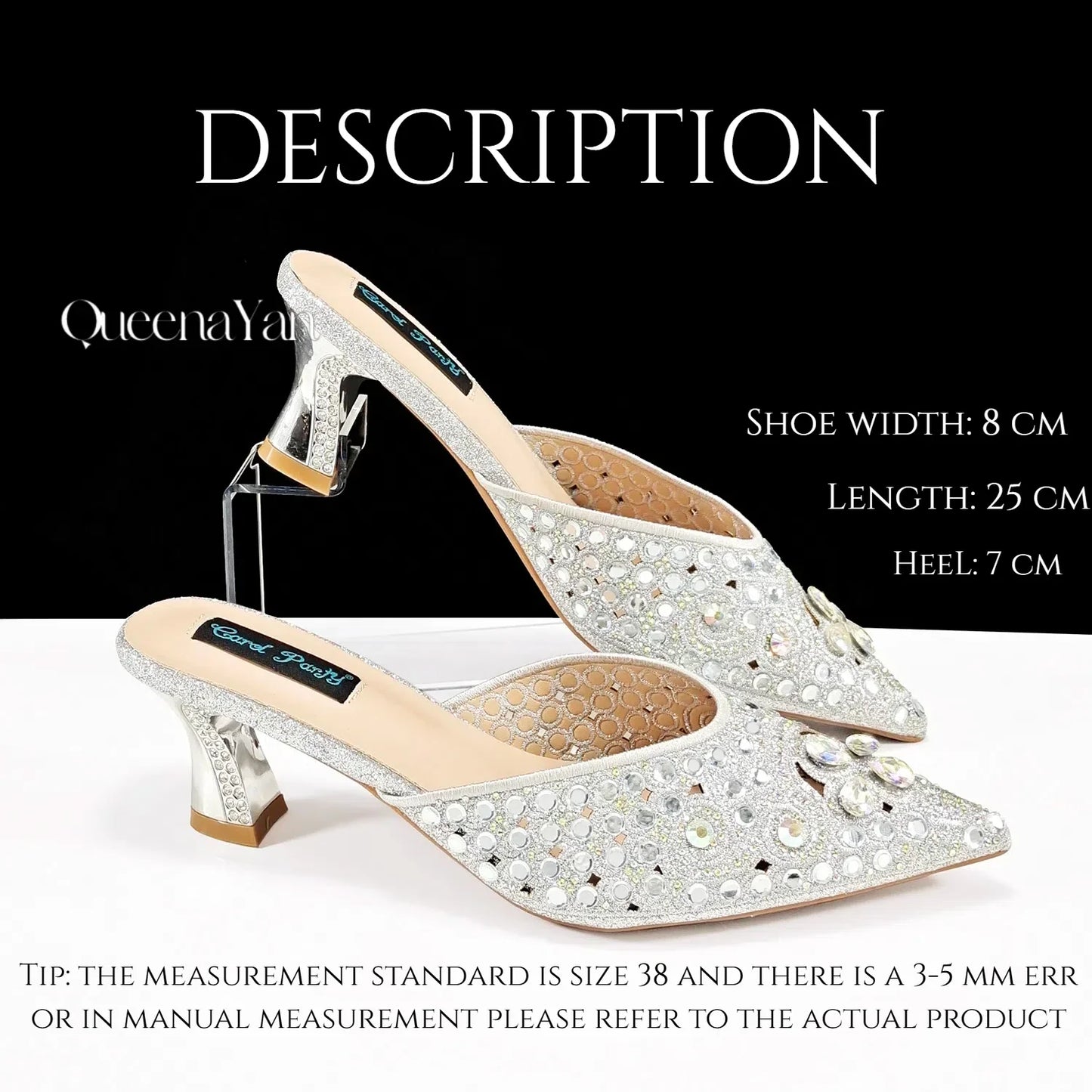 QUEENA YAN 2025 INS FANTATIC BLUE Rhinestone-encrusted Sex Ladies Shoes / MATCHING  SPARKING MINI BAG (SPECIAL COLLECTION)