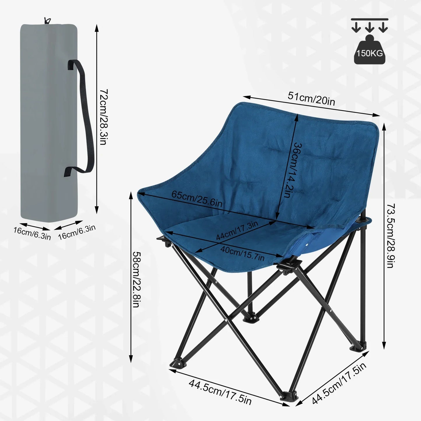 1PC Foldable Camping Lightweight Portable Fishing Chair Folding Armchair with Padded Seat Carry Bag  for Outdoor Beach Picnic