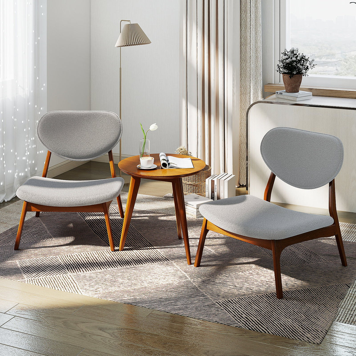 Accent Chairs Set of 2 with Side Table for Bedroom Waiting Room-Beige