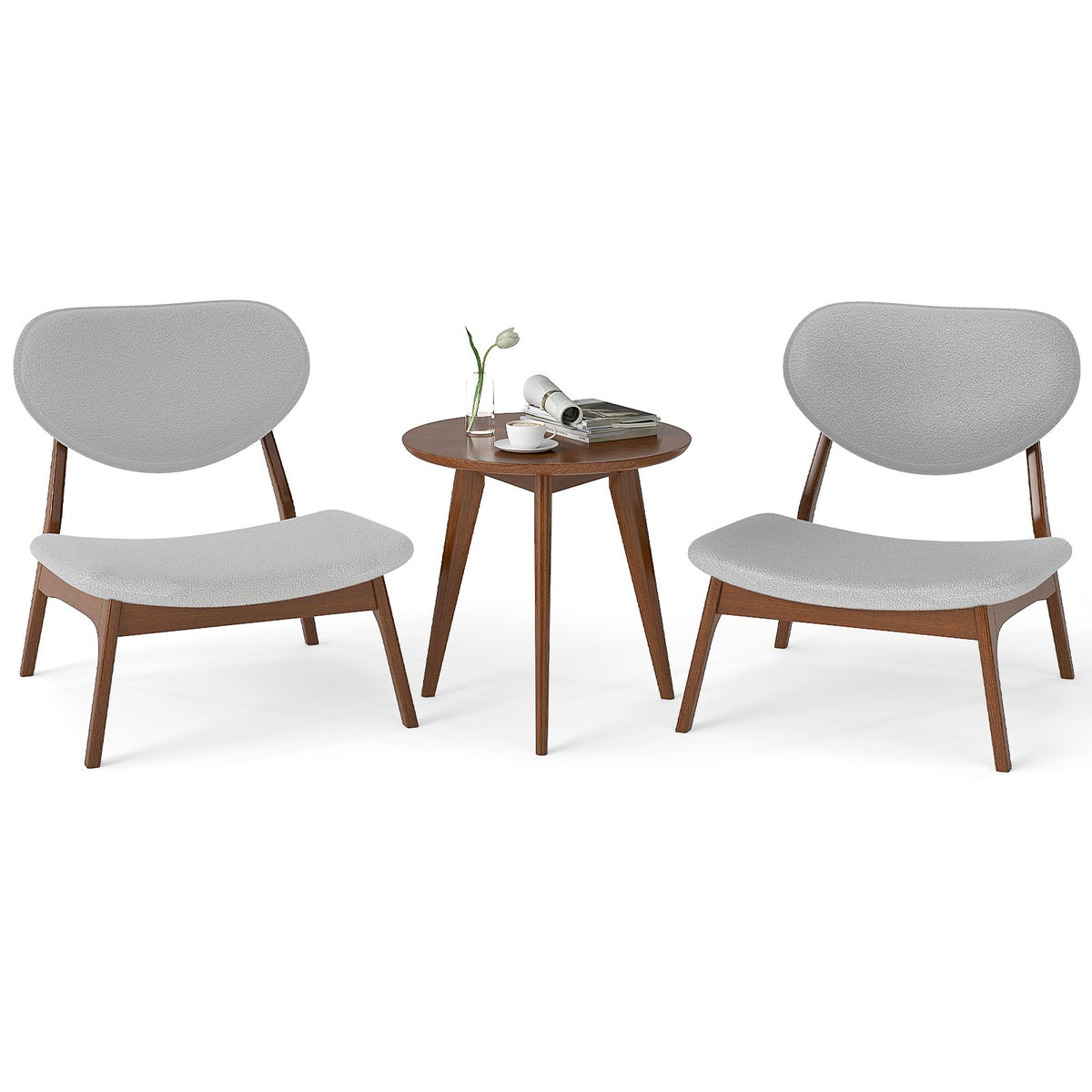 Accent Chairs Set of 2 with Side Table for Bedroom Waiting Room-Beige