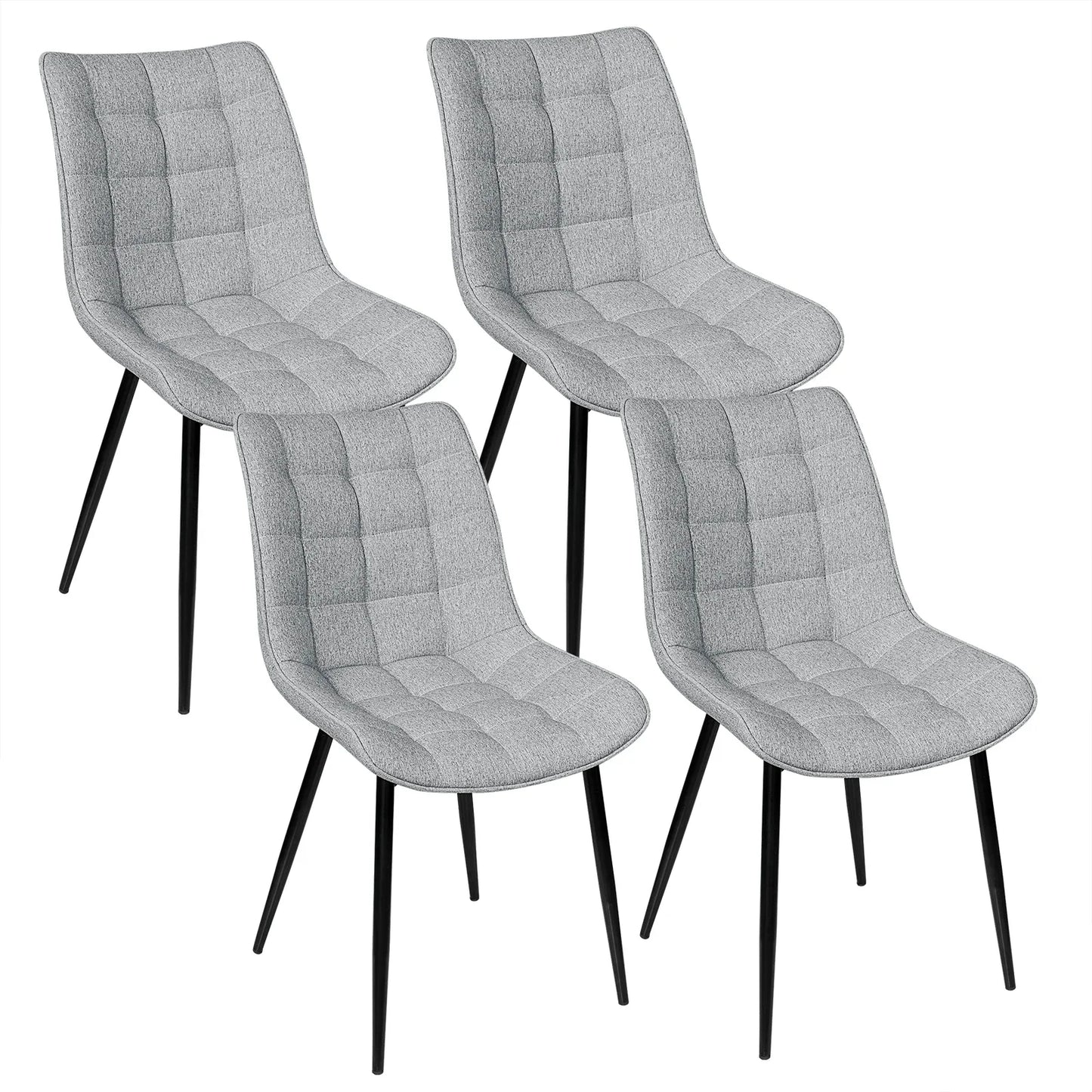 4PCs/Set Faux Leather/Fabric/Velvet/Linen Kitchen Chair  Dining Chairs Stable Metal Legs Upholstered Seat Kitchen Furniture