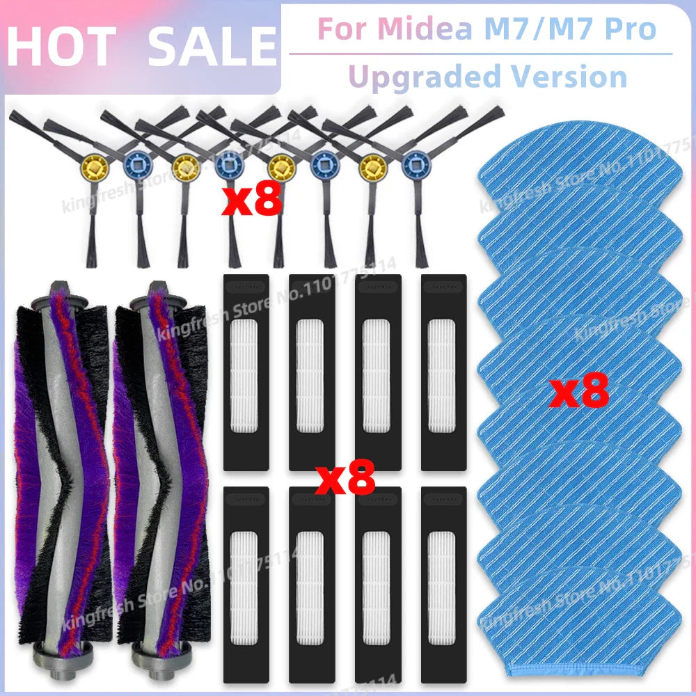 Fit For ( Midea M7 / M7 Pro / M7 EVO, Eureka NER700 ) Vacuum Parts Main Roller Side Brush Hepa Filter Mop Cloth Accessories