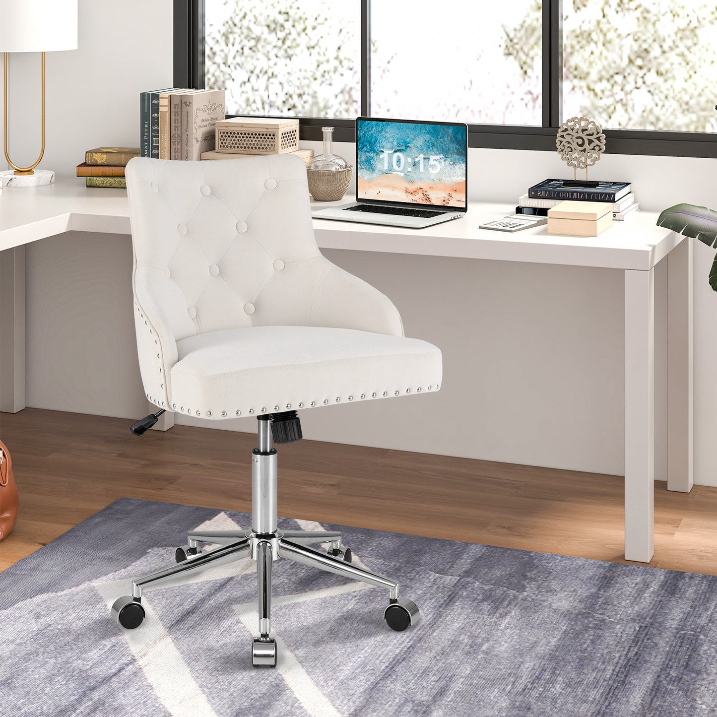 Adjustable 360° Swivel Accent Armchair-Beige
