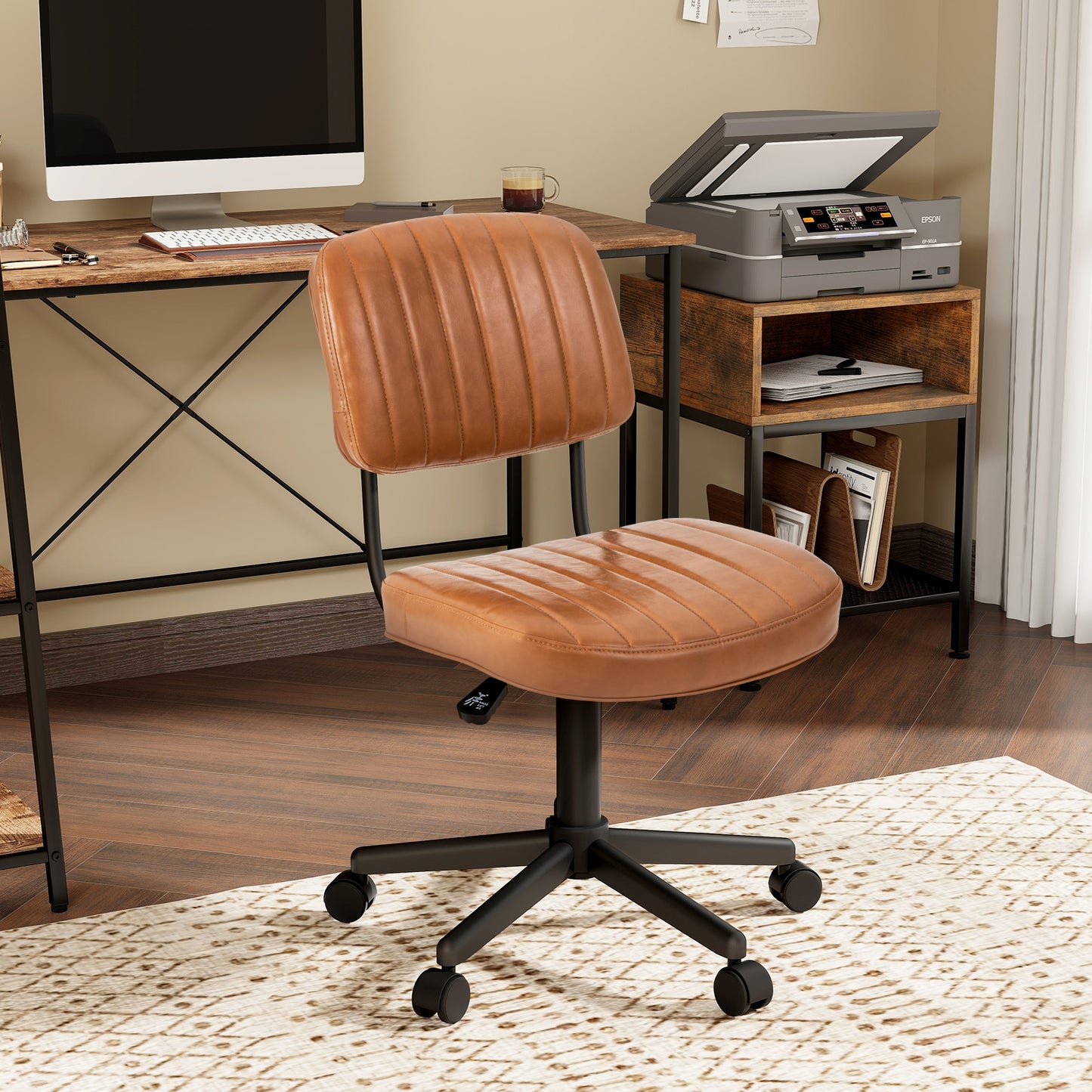 Adjustable Ergonomic Leisure Chair with PU Leather-Black