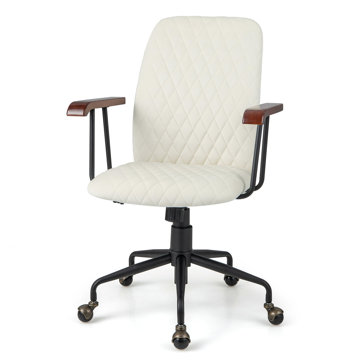 Adjustable Velvet Rocking Leisure Chair with Padded Seat and Rubber Wood Armrests-Orange