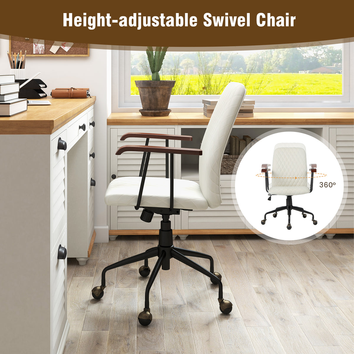 Adjustable Velvet Rocking Leisure Chair with Padded Seat and Rubber Wood Armrests-Orange