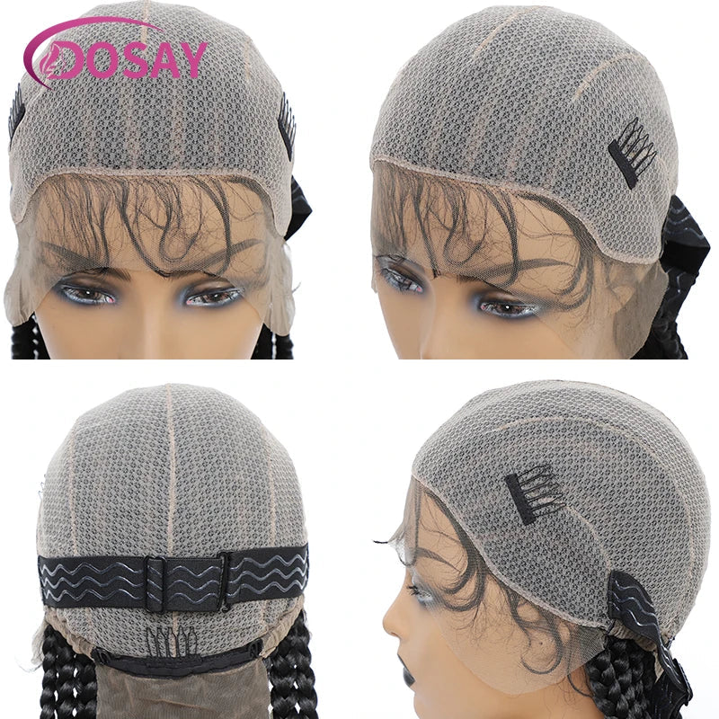 36" Cornrows Box Synthetic Hair Braided Wigs #27 Blonde Knotless Full Lace Braided Wigs For Black Women Braiding Wigs African