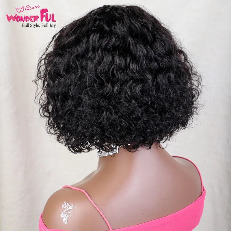 Brazilian Jerry Curl Human Hair Bob Wigs With Bang For Black Women Wonderful Black Dark Remy Bob Hair Machine Made Cheap Wigs