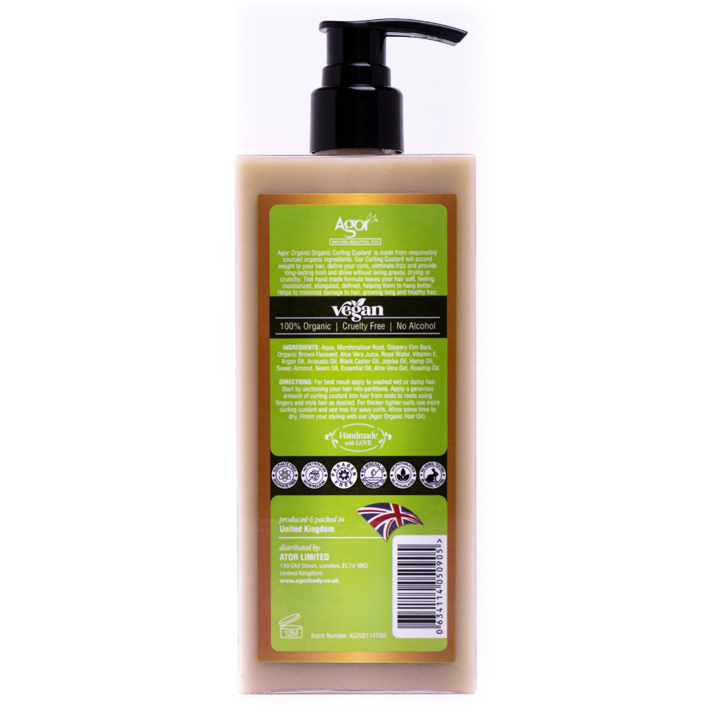 Agor Organic Curling Custard Curl Definition & Frizz Control for Curly, Coily Hair & Textured Curls 300ml/10.1 fl oz