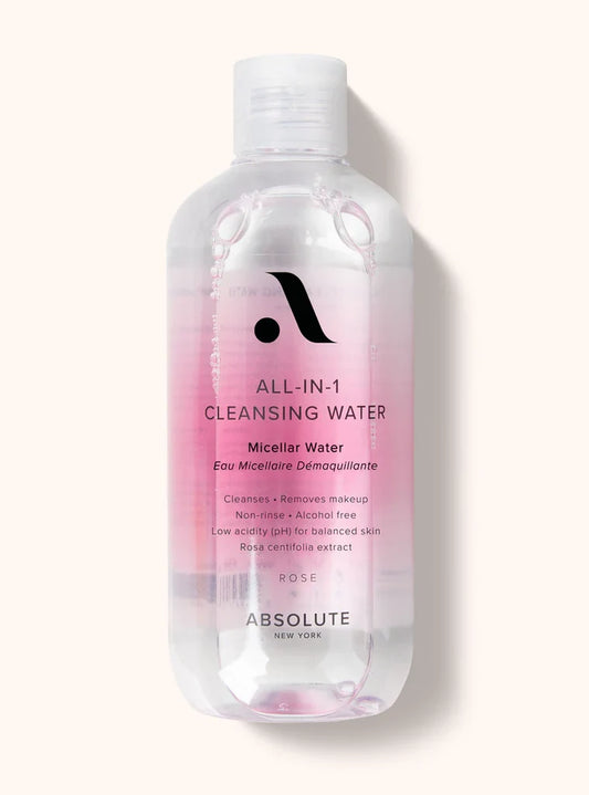Absolute New York All-in-1 Rose Cleansing Water for Effortless Makeup Removal & Toning, 300ml/10.14 fl oz