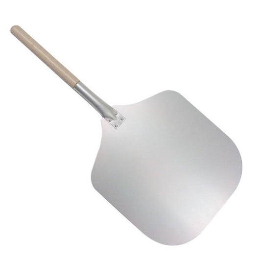 12" Aluminium Pizza Peel with Wooden Handle - Overall Length 25 Inches