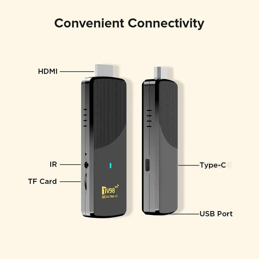 Smart TV Stick Android 14 8K WiFi 6 Bluetooth Fire 8GB RAM Streaming IP TV