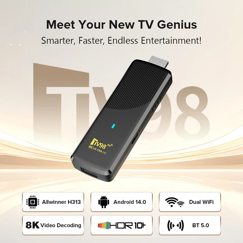 Smart TV Stick Android 14 8K WiFi 6 Bluetooth Fire 8GB RAM Streaming IP TV