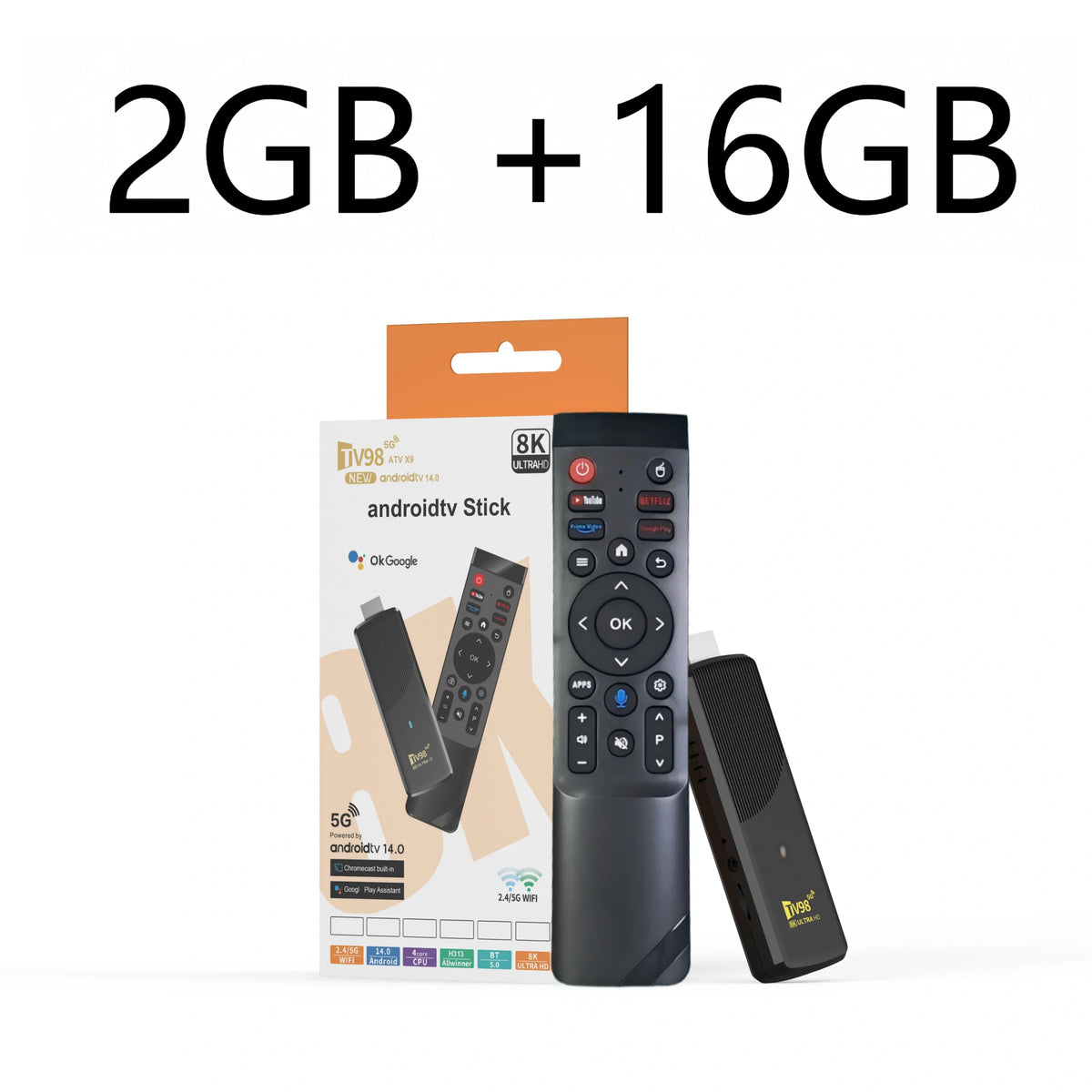 Smart TV Stick Android 14 8K WiFi 6 Bluetooth Fire 8GB RAM Streaming IP TV
