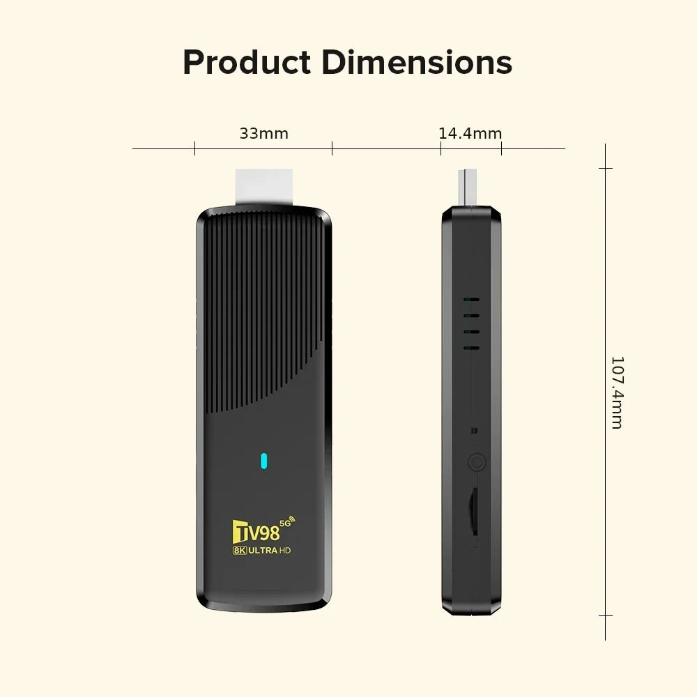 Smart TV Stick Android 14 8K WiFi 6 Bluetooth Fire 8GB RAM Streaming IP TV