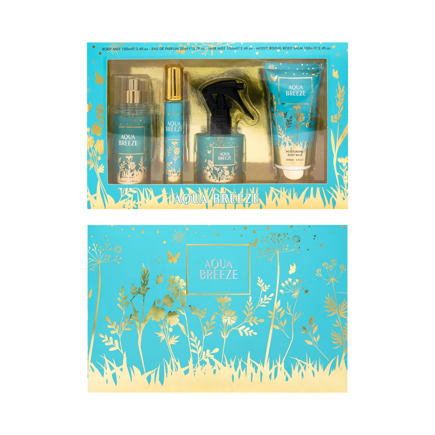 Aqua Breeze 4pc Hair Fragrance Gift Set | Long-lasting Scent & Shine for Lustrous Hair | Premium Collection