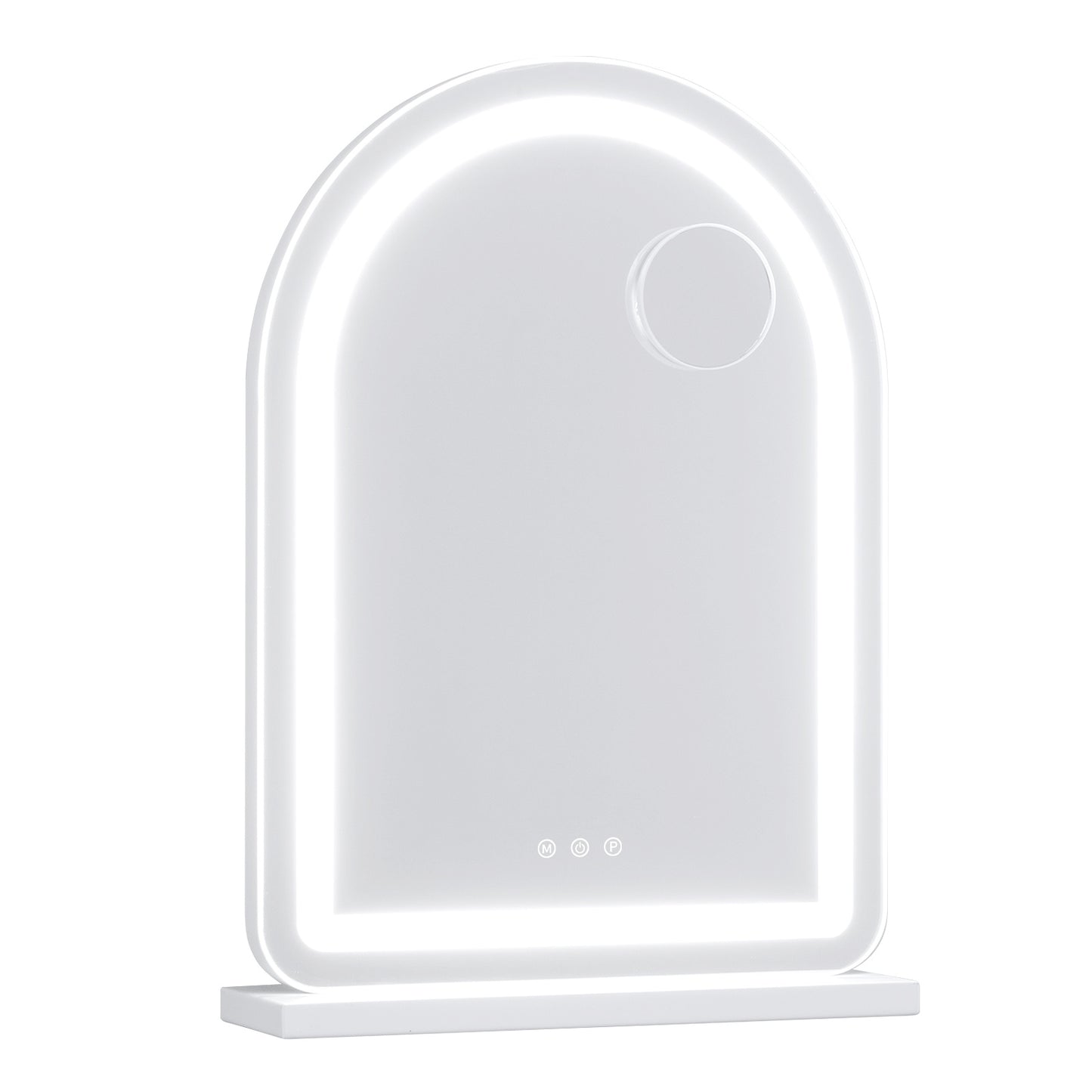 Arched Vanity Mirror with LED Lights and Removable Magnify Mirror for Makeup-White