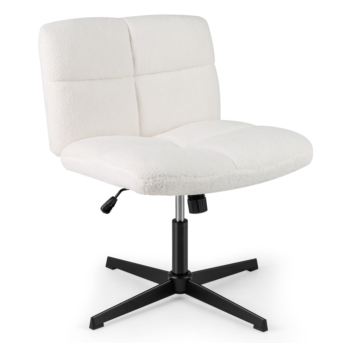 Adjustable Armless Office Chair with Imitation Lamb Fleece-Brown