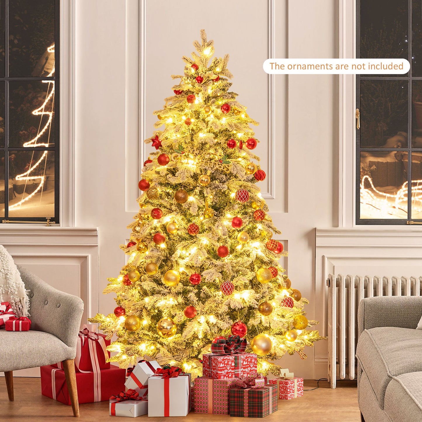 Artificial Xmas Tree Flocked Christmas Tree with Branch Tips-M