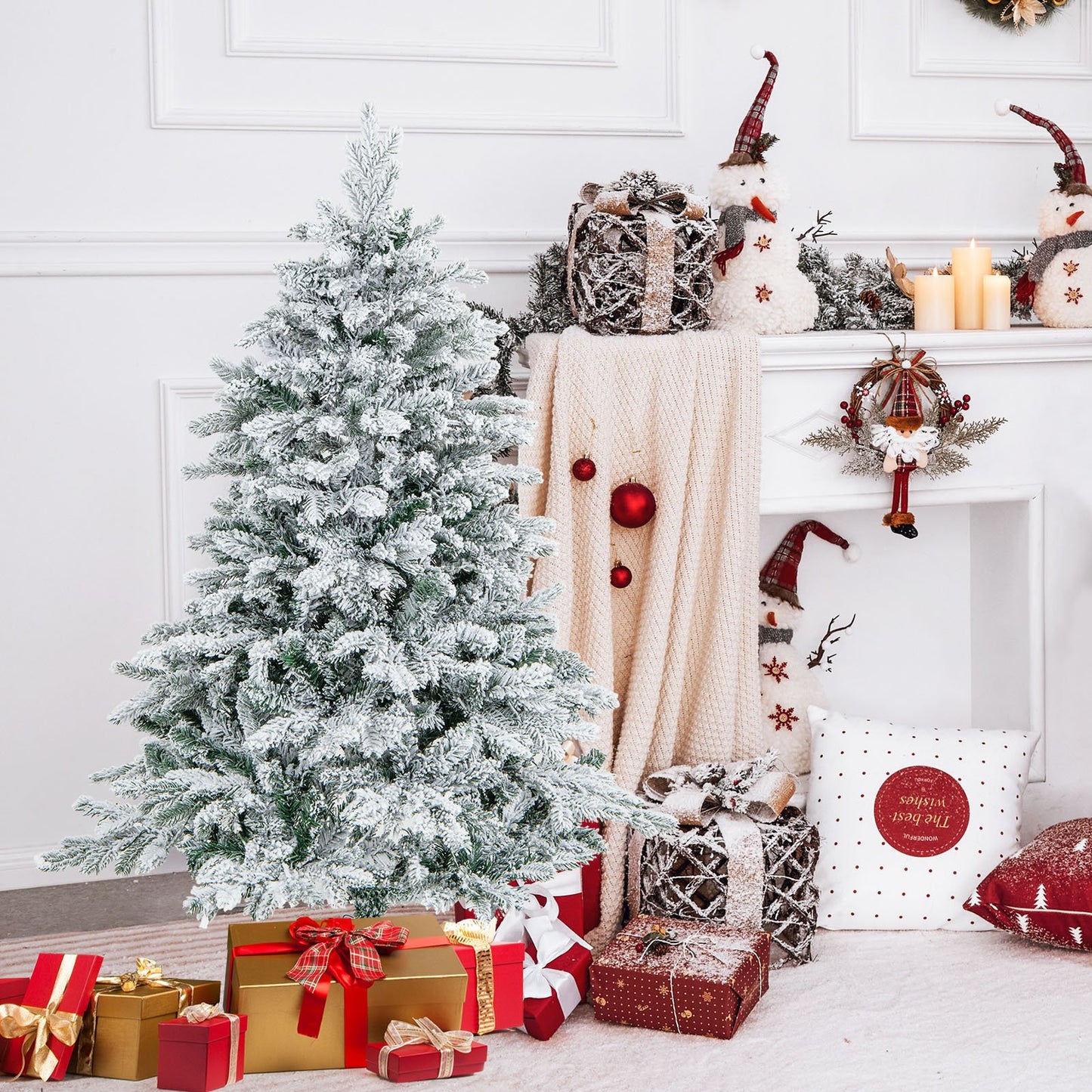 Artificial Xmas Tree Flocked Christmas Tree with Branch Tips-M