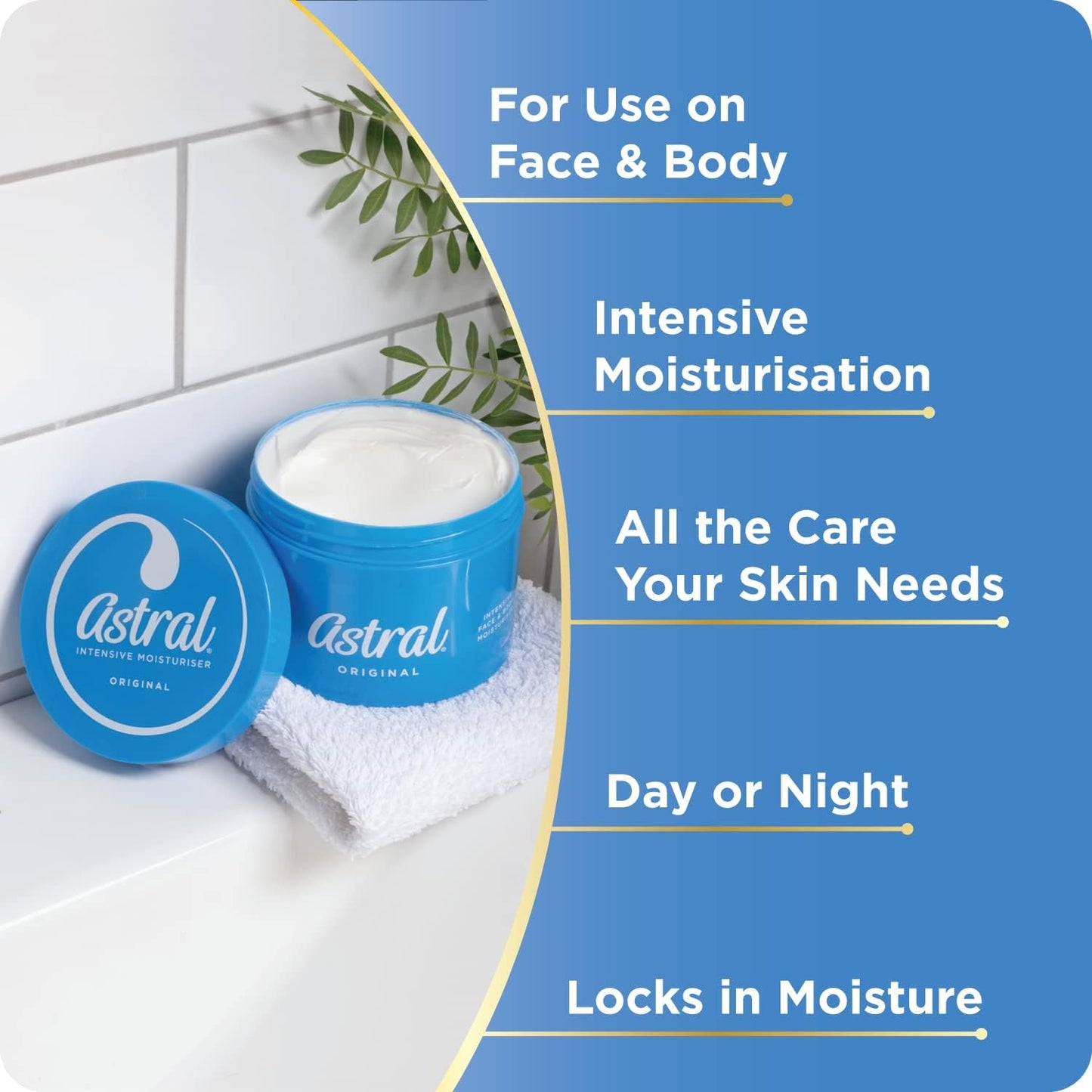Astral Original Face And Body Moisturizer - Intense 24hr Hydration & Protection for All Skin Types - 50ml, 200ml, 500ml