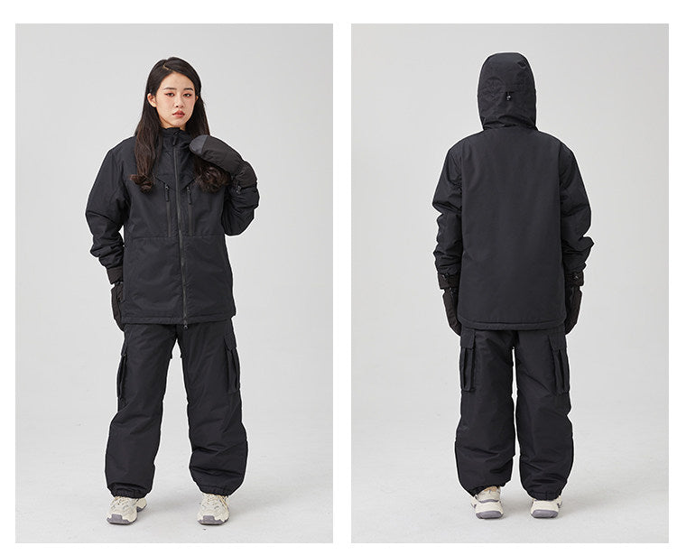 White Padded Waterproof Modest Biker Suit - Loose-Fitting Outdoor Top & Pants