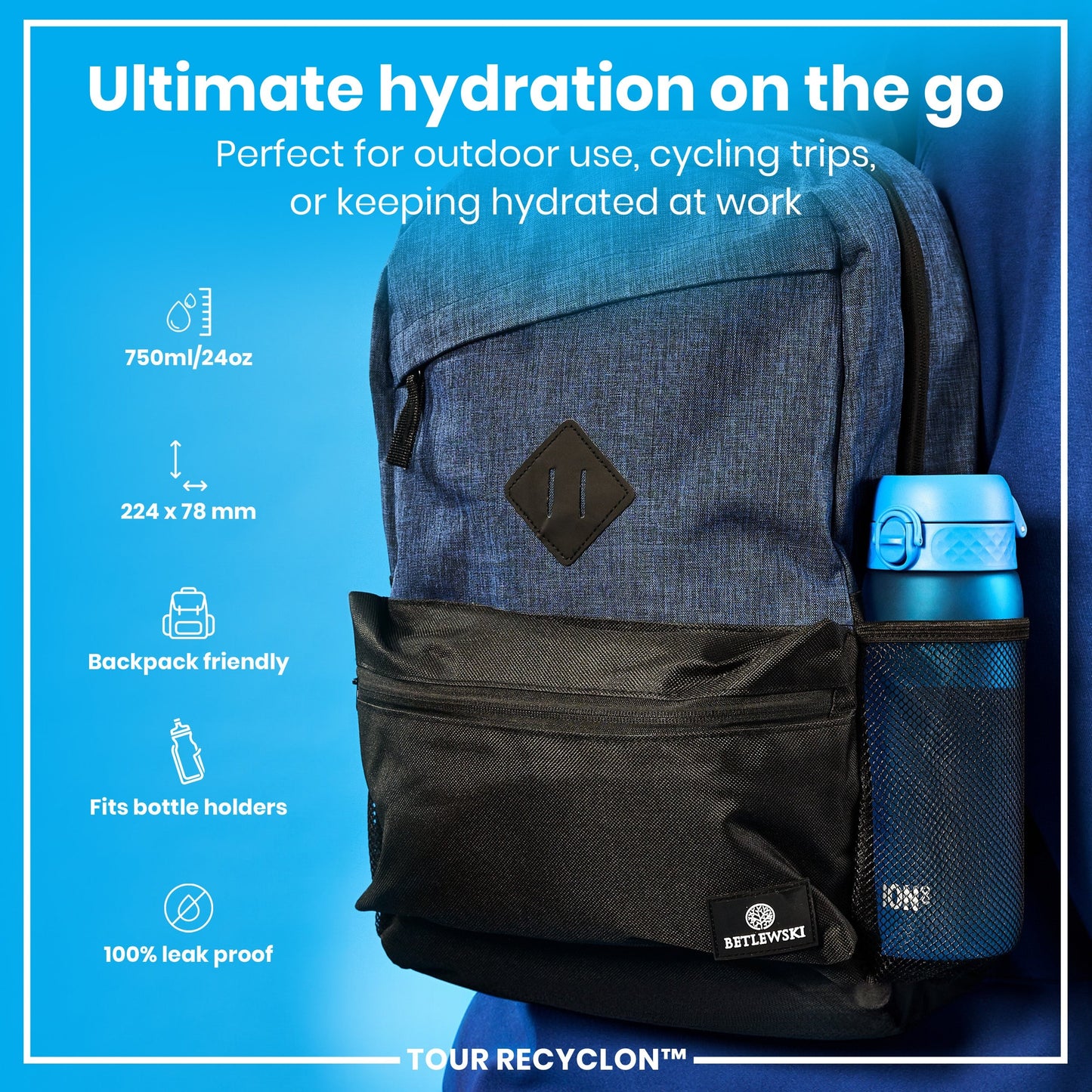 Bottle, Recyclon, Blue, 750ml