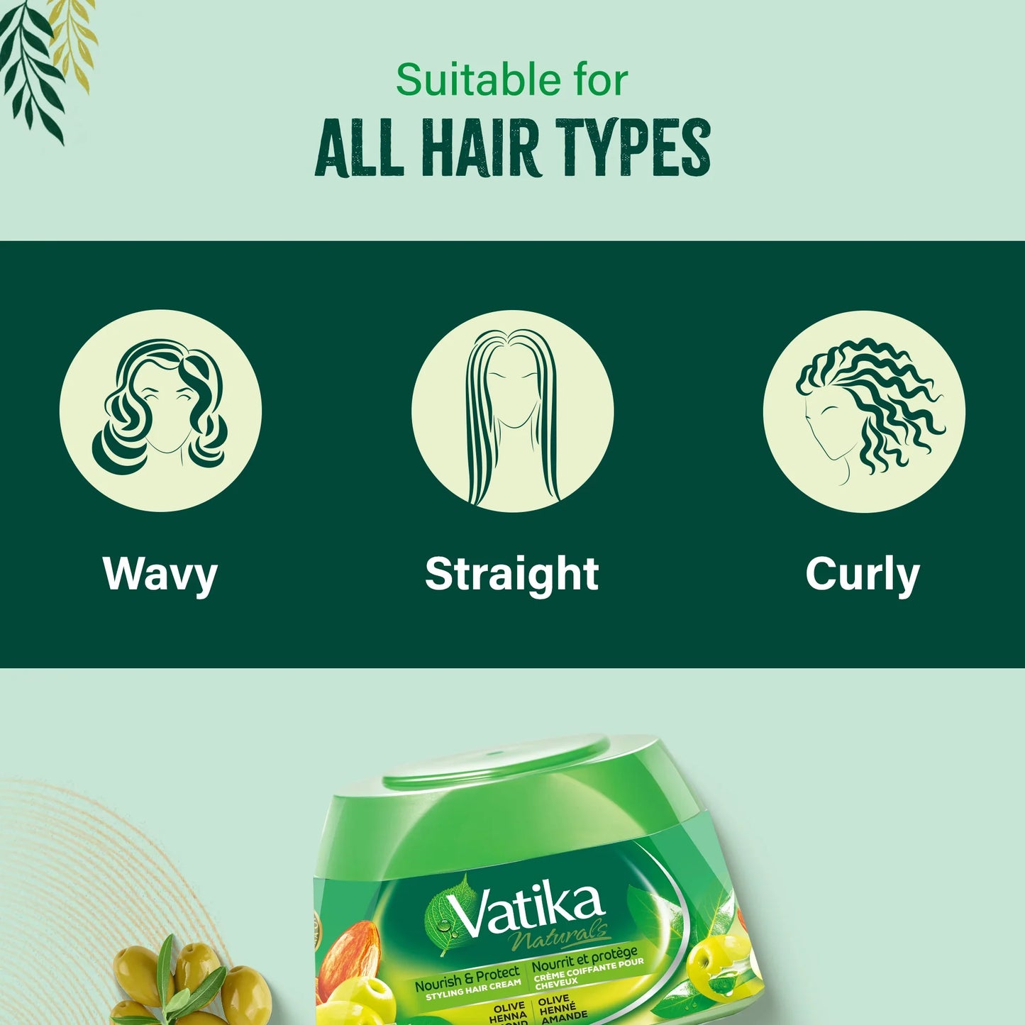 Vatika Naturals Hair Cream Nourish & Protect for All Hair Types 210ml (7.1 oz)