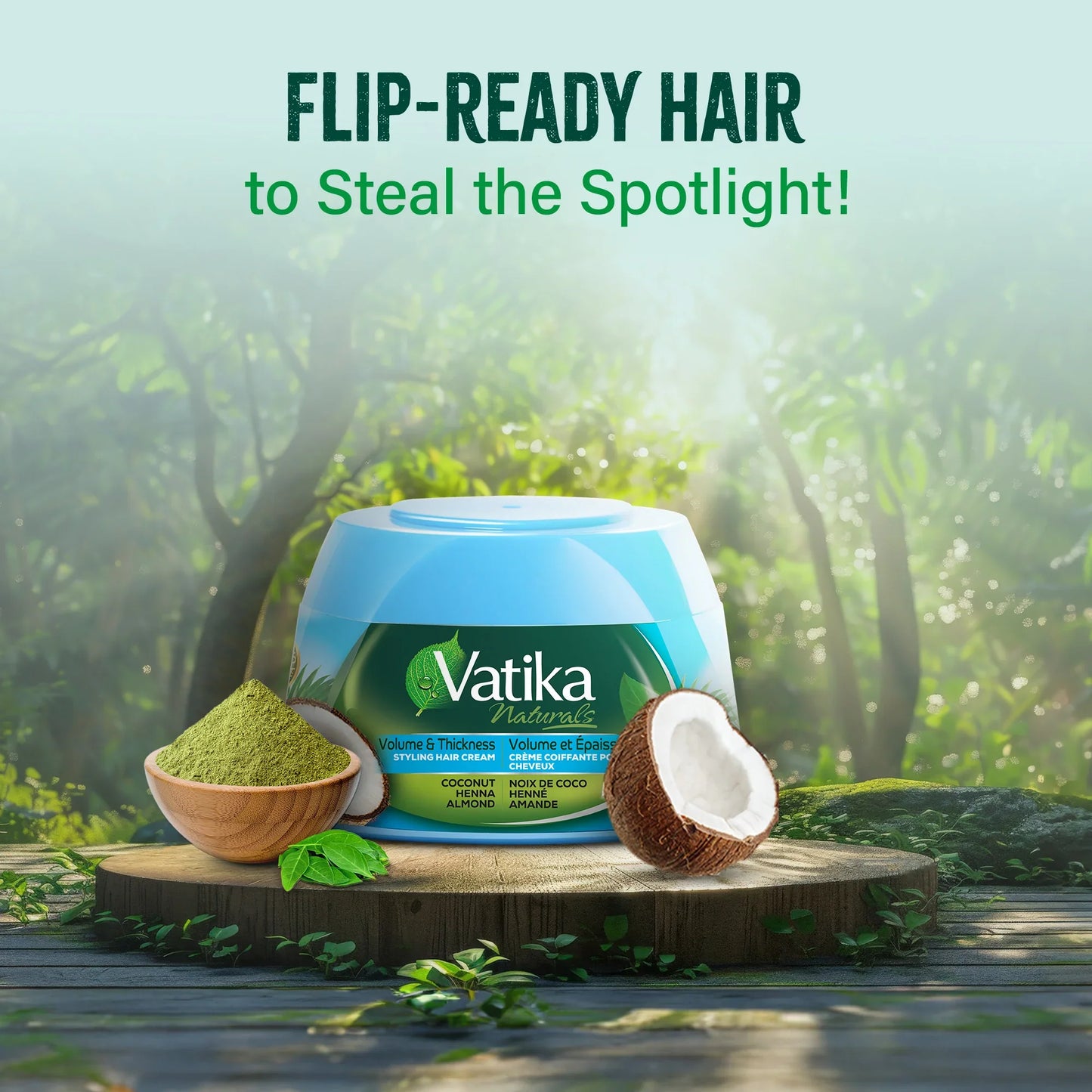Vatika Naturals Hair Cream Volume & Thickness for Thin Hair 210ml/7.1 oz (Coconut)