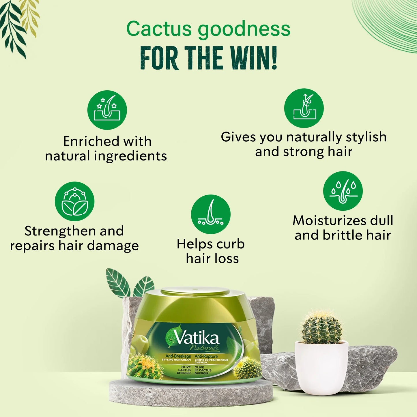 Vatika Naturals Hair Cream Anti-Breakage for Stronger, Healthier Hair 210ml/7.1 oz