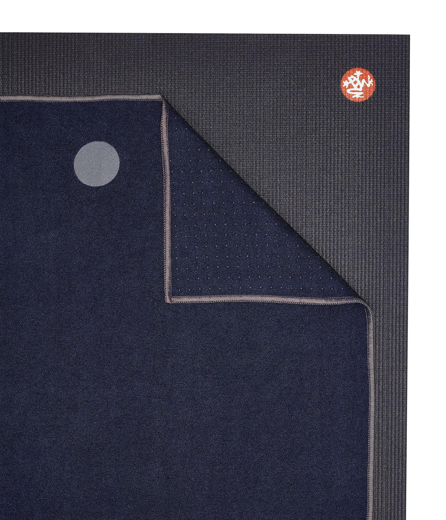 Manduka Yogitoes Yoga Towel for Mat, Non-Slip and Quick Dry for Hot Yoga with Rubber Bottom Grip Dots,Thin and Lightweight, 71 Inches, Midnight