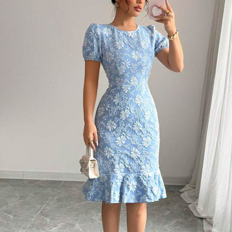 Daisy relief dress slim fit fishtail skirt short sleeved
