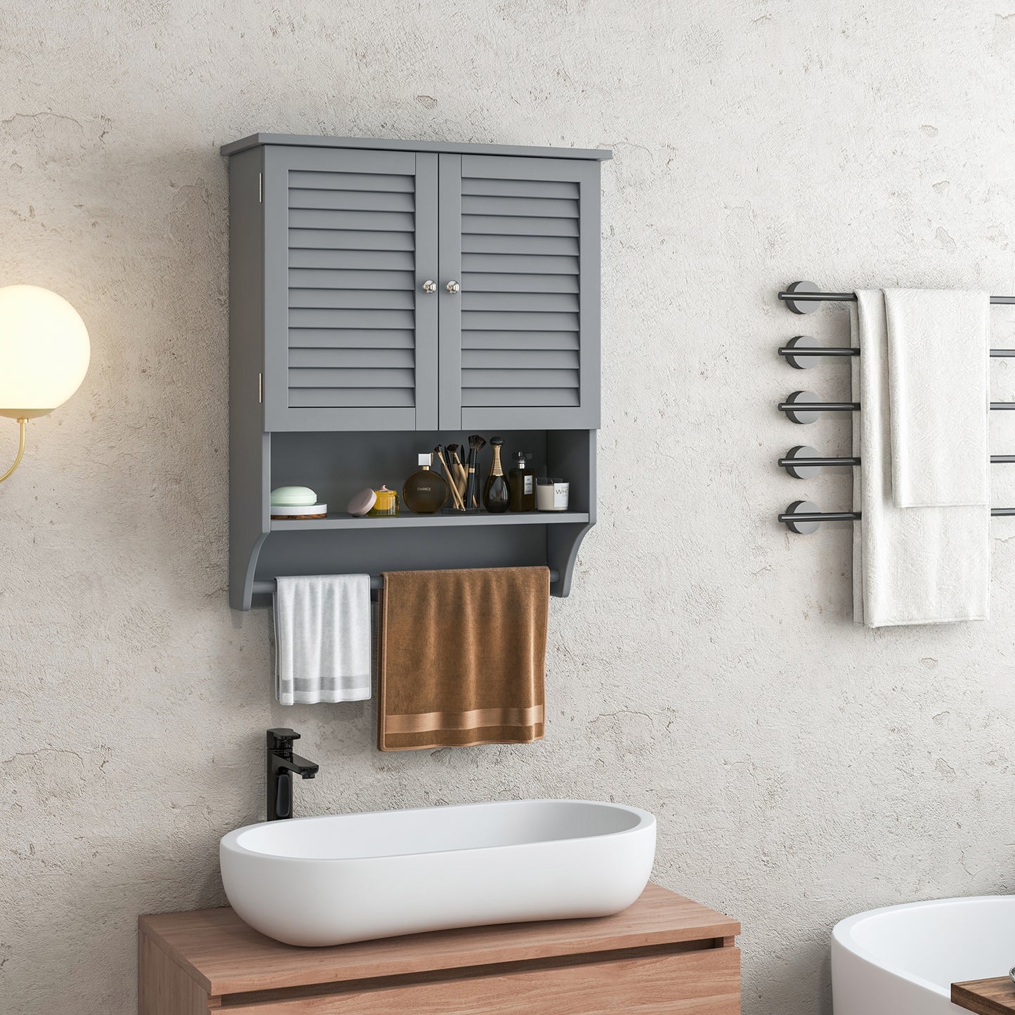 Bathroom Wall Cabinet with 2 Doors and 3-Position Adjustable Shelf-White