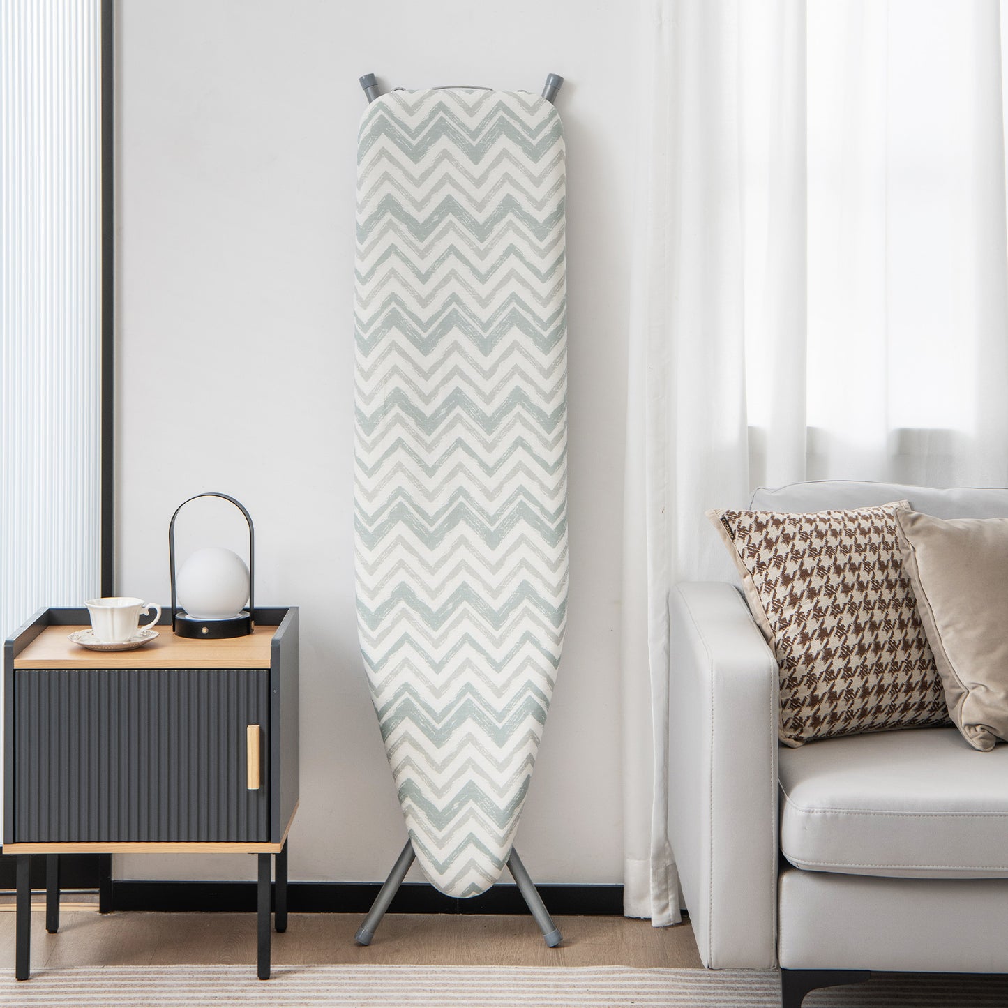 154 x 36cm Folding Ironing Board with Extra Cotton Cover-Grey