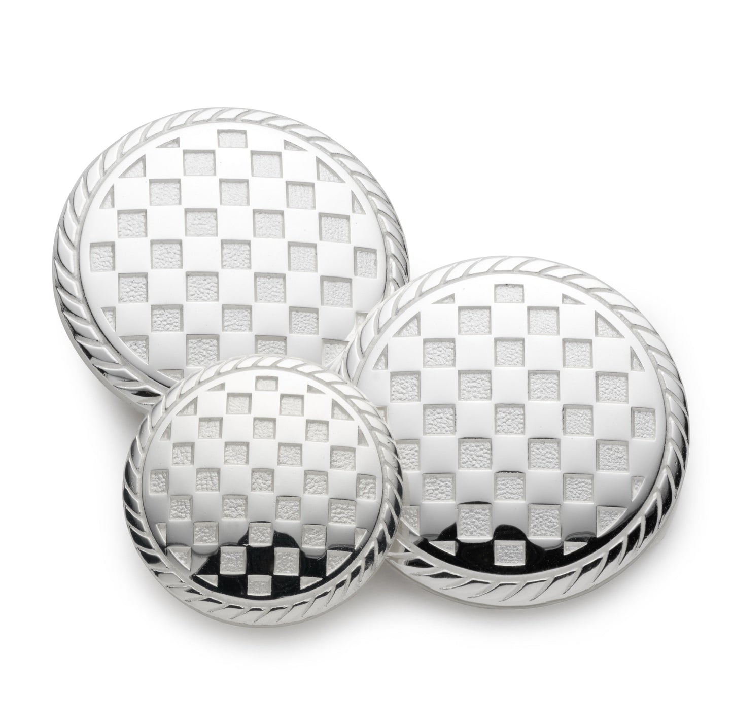 Checkerboard Blazer Button Set In Silver