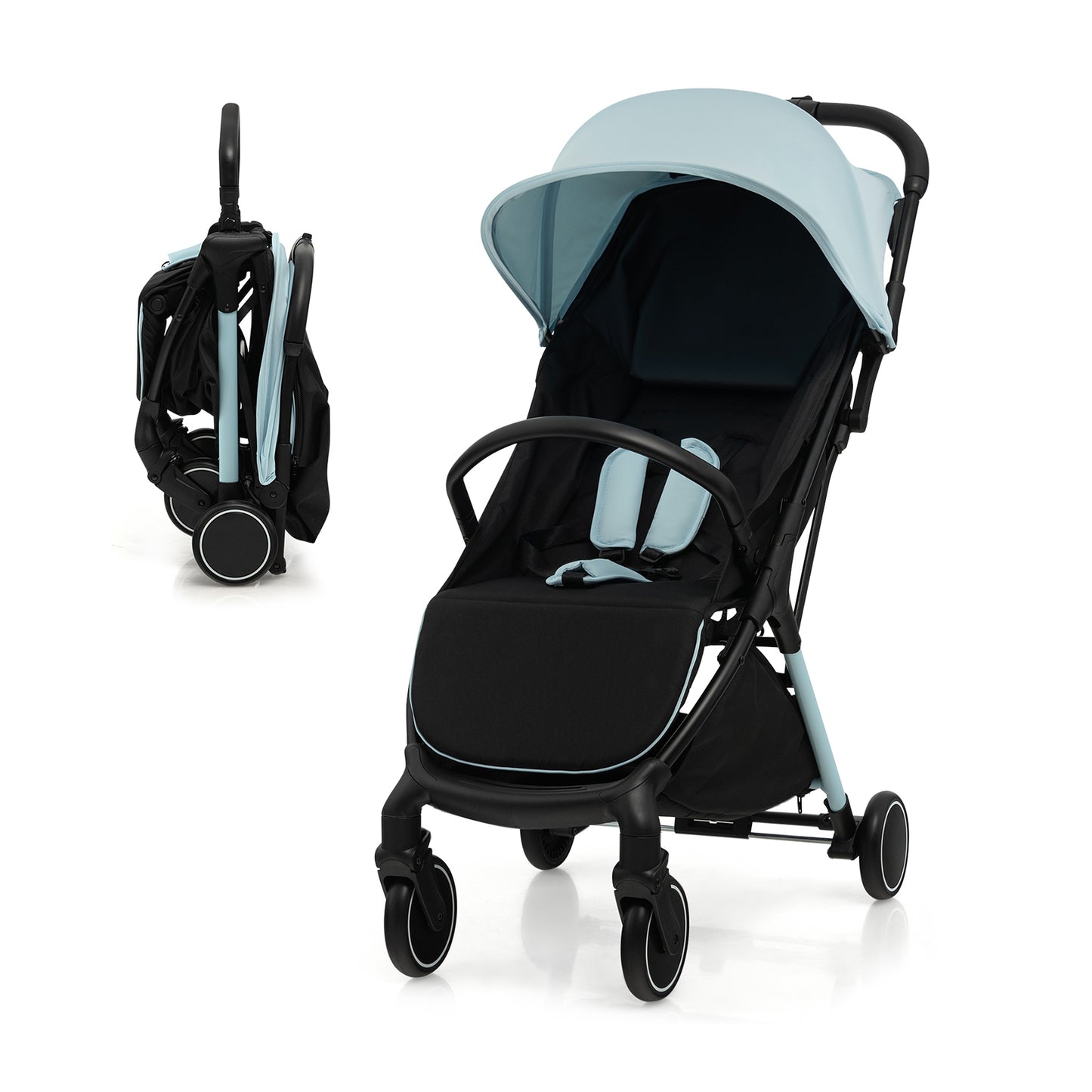 Lightweight Baby Stroller with Detachable Seat Cover-Black