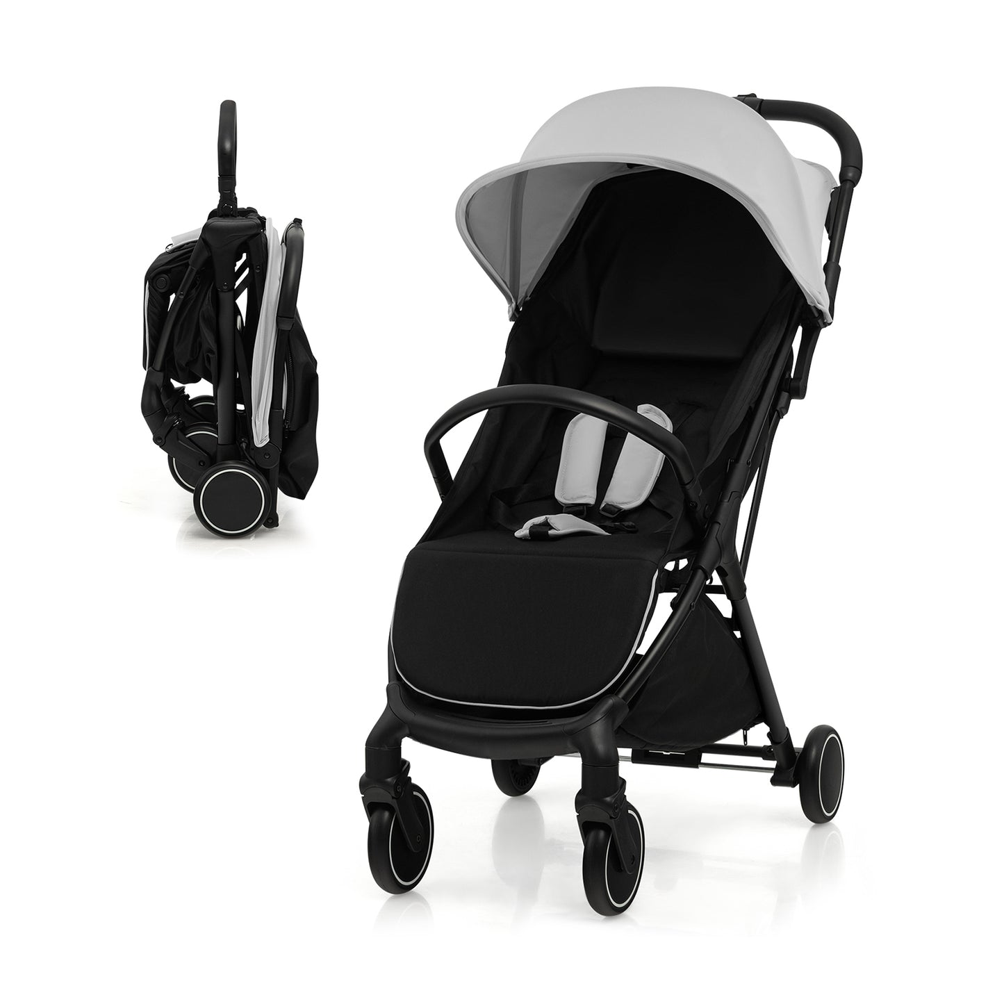 Lightweight Baby Stroller with Detachable Seat Cover-Black