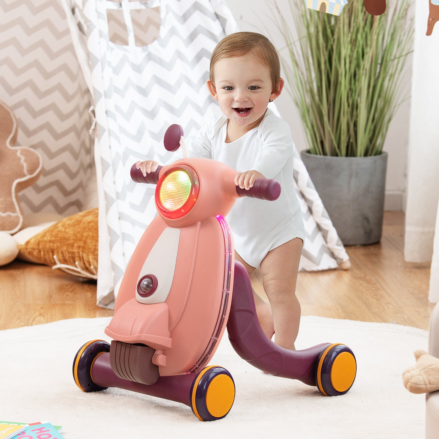 Baby Push Along Walkers with Lights and Ball Game-Green