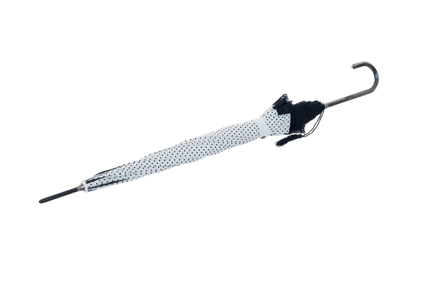 Boutique Classic with Lace White/Black Piped  Umbrella