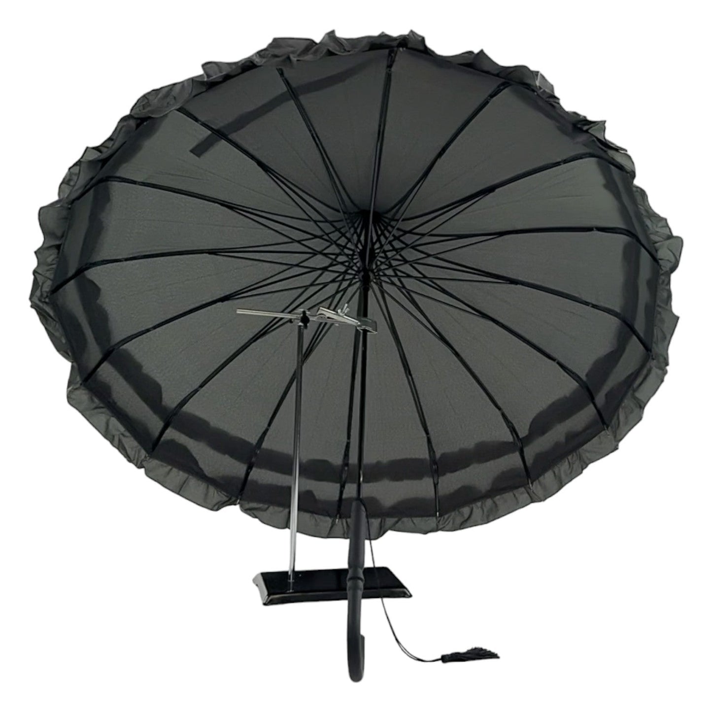 Boutique Frilled Pagoda Umbrella Grey